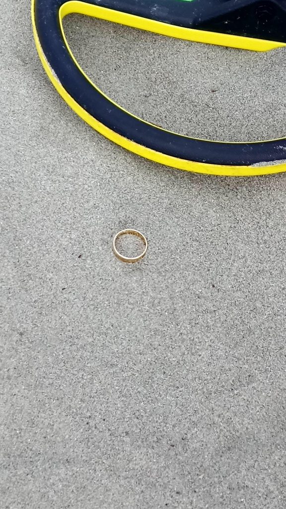 Picture of the once lost wedding ring found by metal detector